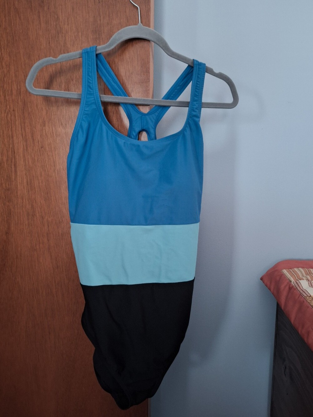 Speedo Colorblock One-Piece Swimsuit in Teal, Blue & Black Racerback Size XL